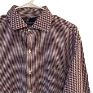 Polo Ralph Lauren Mens L Button Down Shirt Marseille Two Ply‎ 80s Purple Checked